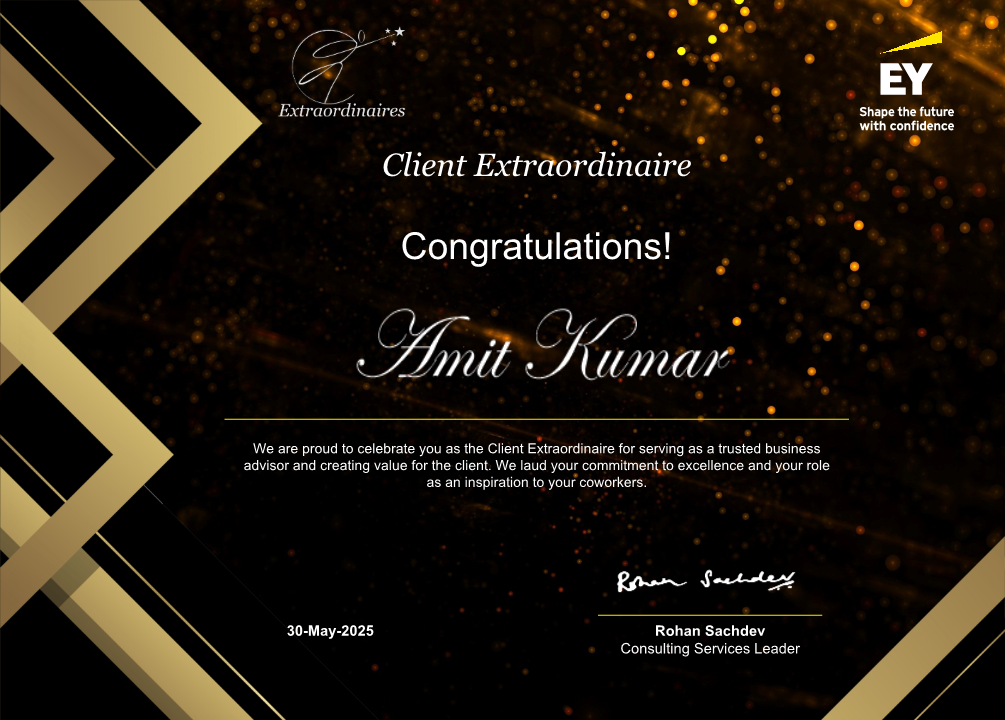 EY Client Extraordinaire Certificate